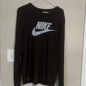 Nike Black Long Sleeve Tee with Silver Logo